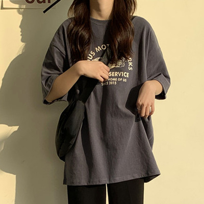 夏季韩版宽松短袖T恤女2022韩版新款bf风大码上衣情侣打底衫女装