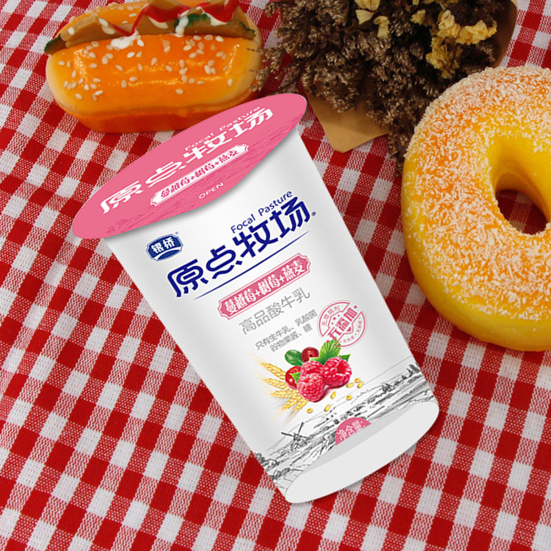 银桥原点牧场酸牛乳蔓越莓燕麦风味奶160g*12牛奶儿童酸奶早餐食