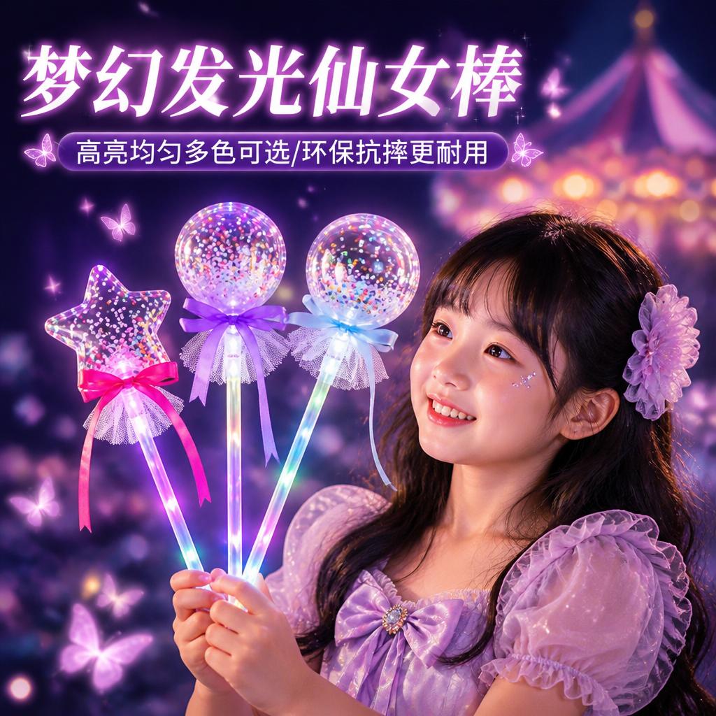 手持荧光棒无毒幼儿园夜光棒发光玩具儿童演出道具发光仙女魔法棒图片