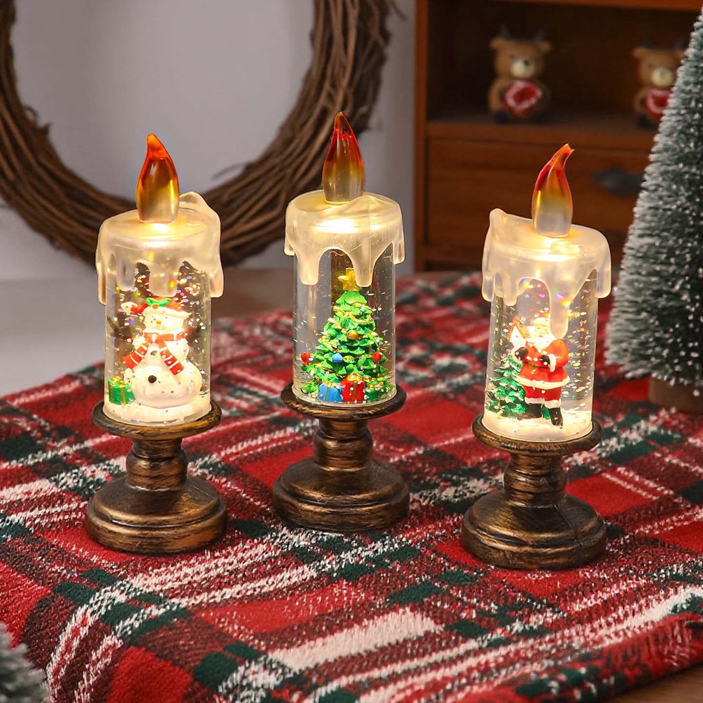 圣诞节装饰品发光圣诞蜡烛夜灯氛围活动儿童圣诞节日小礼品小礼物