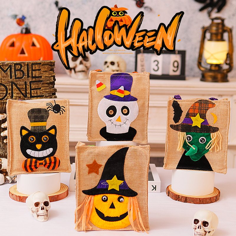 万圣节手提小礼品儿童礼物南瓜糖果篮讨糖果袋子桶场景布置道具