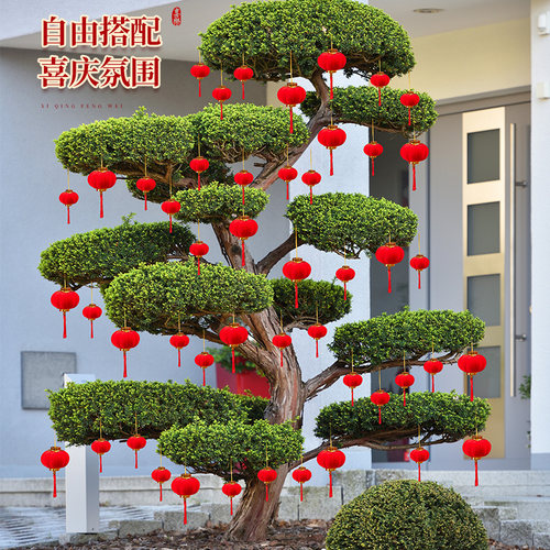 植绒小红灯笼绿植装饰挂件2026乔迁室内红色喜庆氛围布置树上挂饰