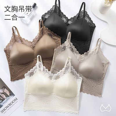 素屿服饰爆款法式吊带性感蕾丝内衣固定杯缎面透气聚拢文胸一a75