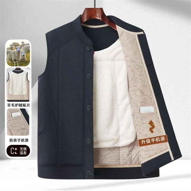 铂瑾百货男装男士坎肩冬季加绒加厚中老年爸爸装防寒保暖马甲背a1