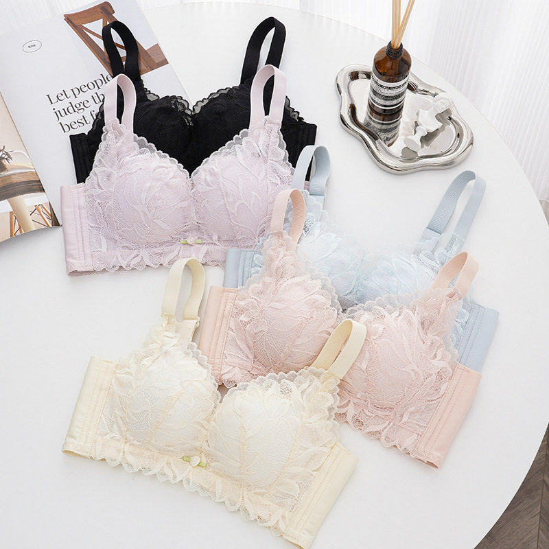 乳胶内衣女小胸聚拢中厚款调整型收副乳防下垂无钢圈蕾丝文胸罩a3