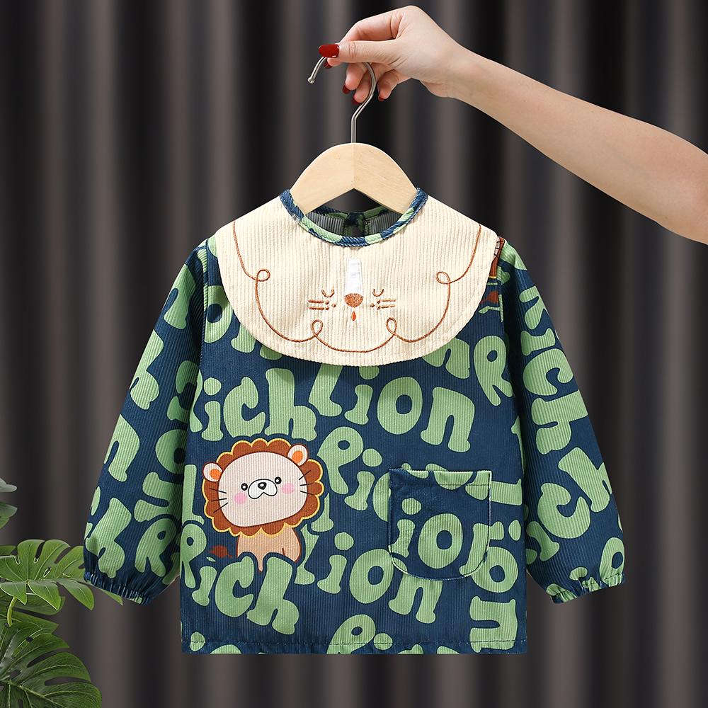 秋冬季宝宝罩衣防水防脏吃饭围兜2025新款儿童围裙反穿衣婴儿护衣