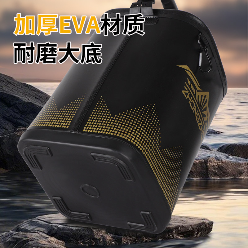 江流鱼加厚超硬打水桶eva带底活鱼桶野钓多功能钓鱼装备活鱼桶