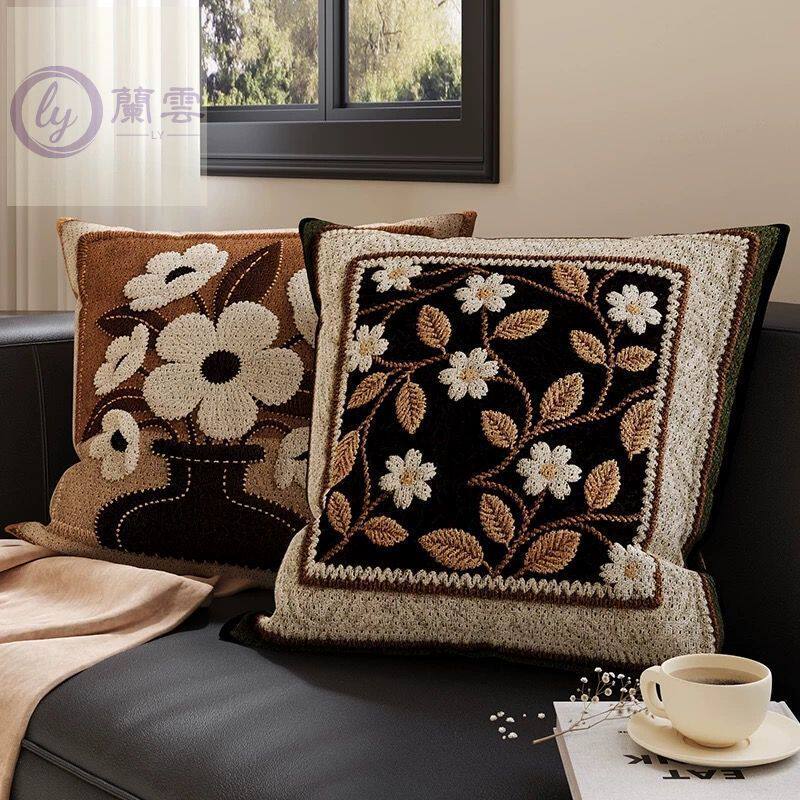 中古风抱枕2d印花沙发靠枕复古床头靠垫房间飘窗靠背含芯可拆洗枕