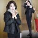 女士皮衣外套加绒加厚2025冬新款 爆款 保暖防寒可拆卸大毛领皮夹克