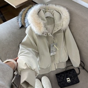 冬季外套女百搭网红棉衣棉袄休闲风短外套宽松型女装保暖连帽毛领