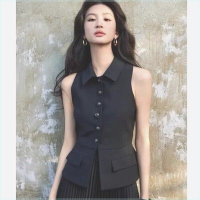 气质女装背心无袖马甲夏季新款收腰显瘦百搭时尚高级感小西装上衣