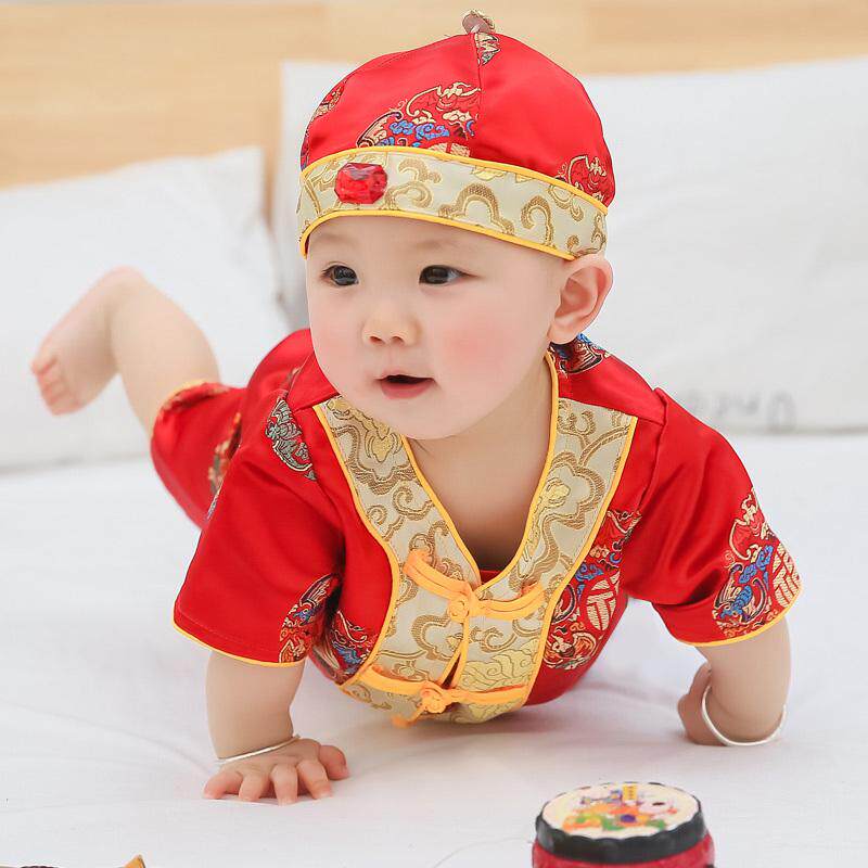 唐装夏装周岁礼服中国风百天宝宝周岁礼衣服男女抓周儿童抓周服