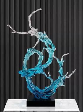 酒店大堂轻奢透明水花树脂摆件售楼处样板间落地雕塑软装饰艺术品