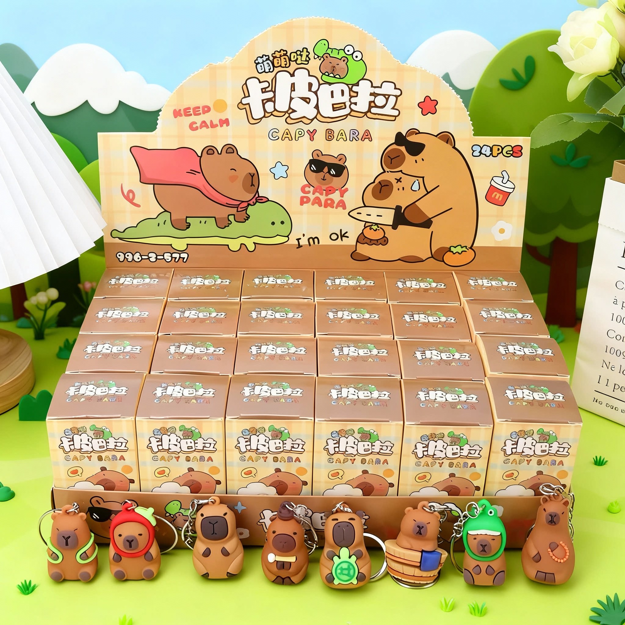 24盒卡皮巴拉的洞洞乐盲盒公仔小学生奖品抽奖戳戳乐玩具礼品女孩