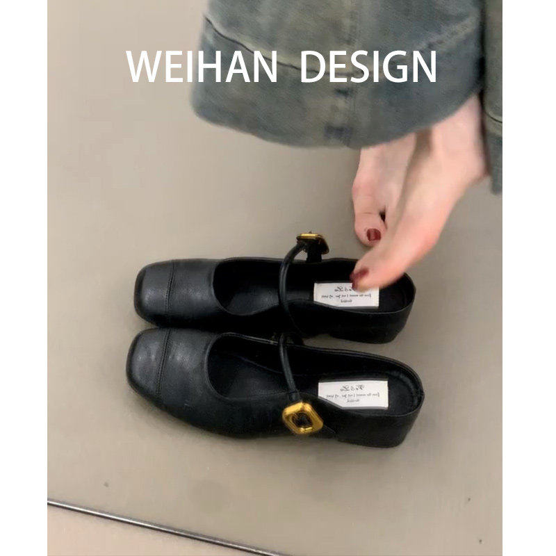 羊皮版！复古黑色包头半