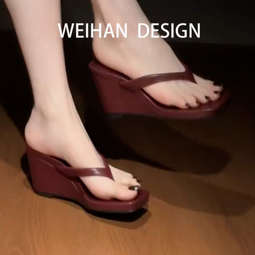 羊皮版！法式复古红夹趾