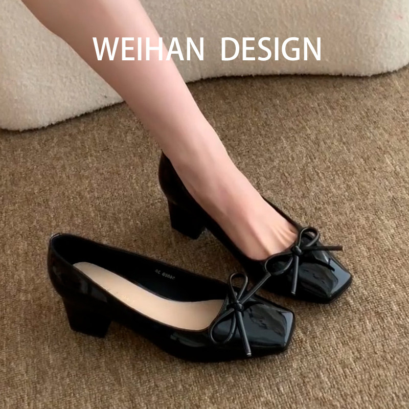 羊皮版!黑色简约漆皮蝴