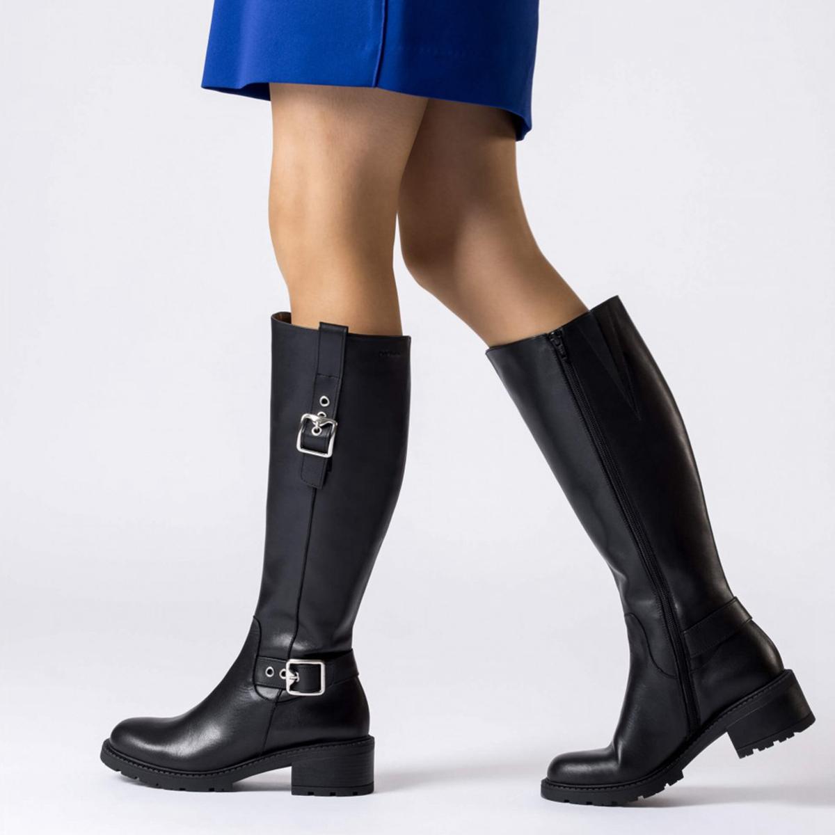 不过膝辣妹WONDERS粗跟骑士靴