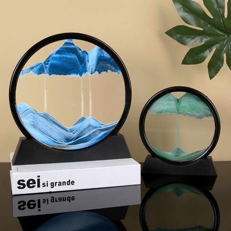 创意3D流沙画沙漏摆件 解压客厅工艺品 高级感生日礼物