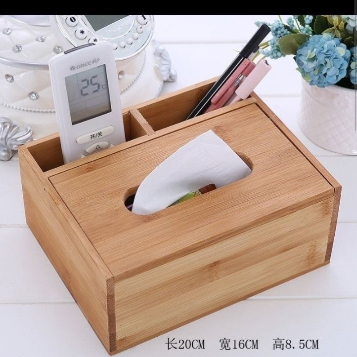 热卖竹木多功能纸巾盒创意卧室客厅遥控器收纳盒酒店餐厅餐巾纸盒