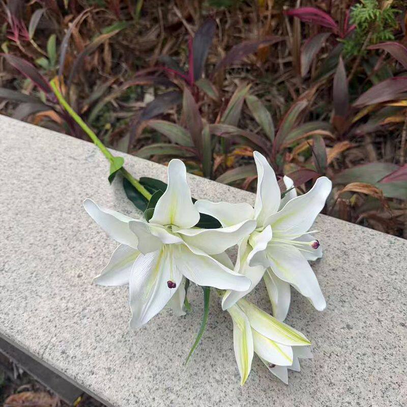 3D重瓣百合花仿真花假花花束客厅餐桌花装饰插花花瓶摆件套装饰品