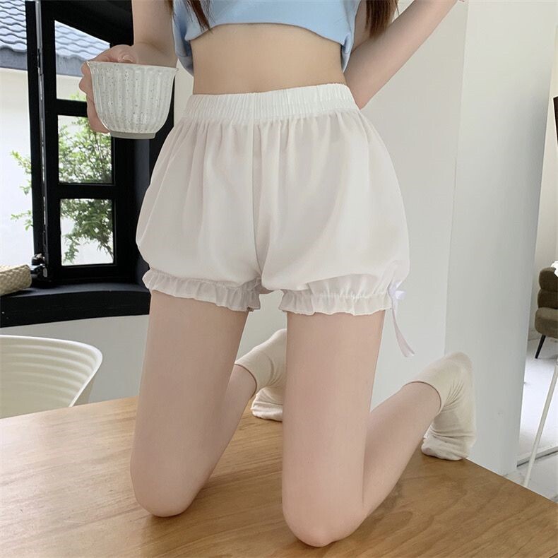 夏季洛丽塔少女学生白色透气纯棉南瓜灯笼jk大码裤女防走光打底裤