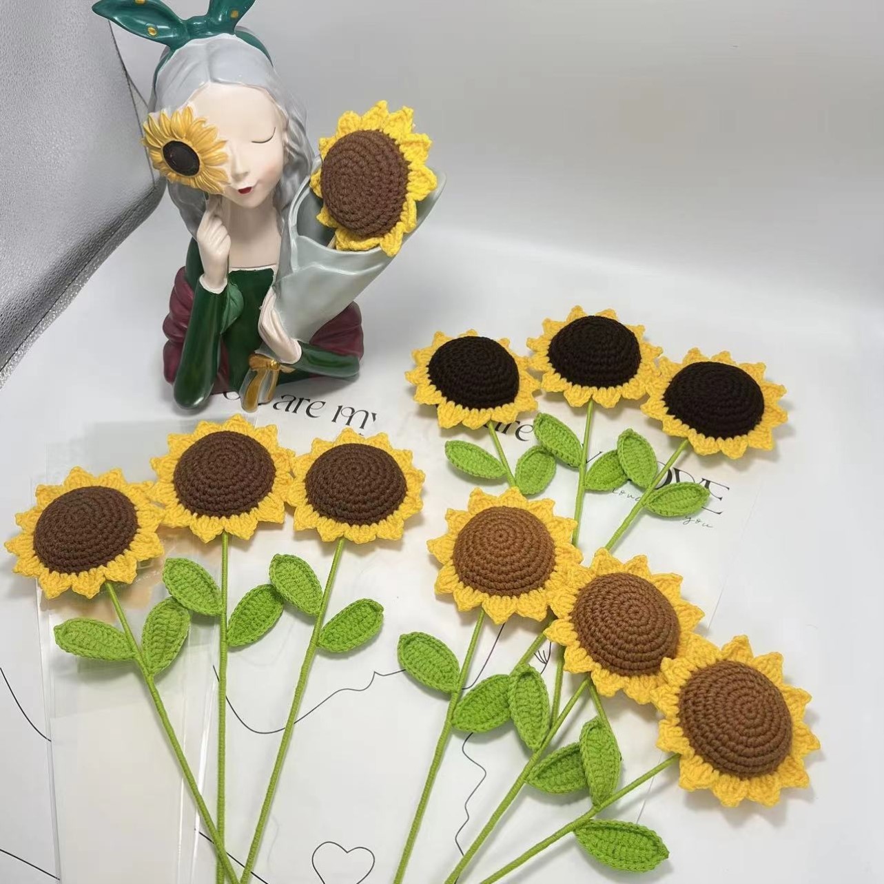 批发成品向日葵编织成品花束太阳花郁金香教师节母亲节送生日礼物