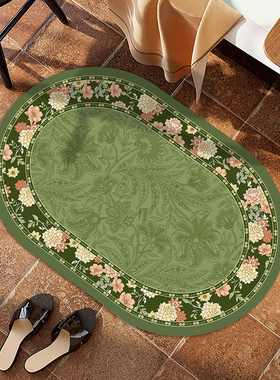 美式轻奢浴室门口吸水防滑脚垫硅藻泥速干椭圆形入户门地垫床边毯