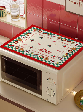 ins北欧风圣诞雪人微波炉防油罩加厚可擦免洗双开门冰箱顶防尘垫