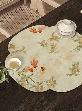 中式禅意山水茶台沥水垫硅藻泥吸水垫茶席隔热垫茶具茶席茶杯垫