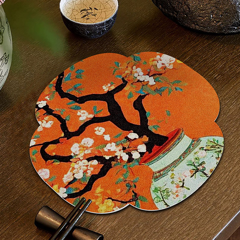 2024新款国风花艺硅藻泥沥水垫异形茶席茶垫茶杯垫吸水速干杯碗垫