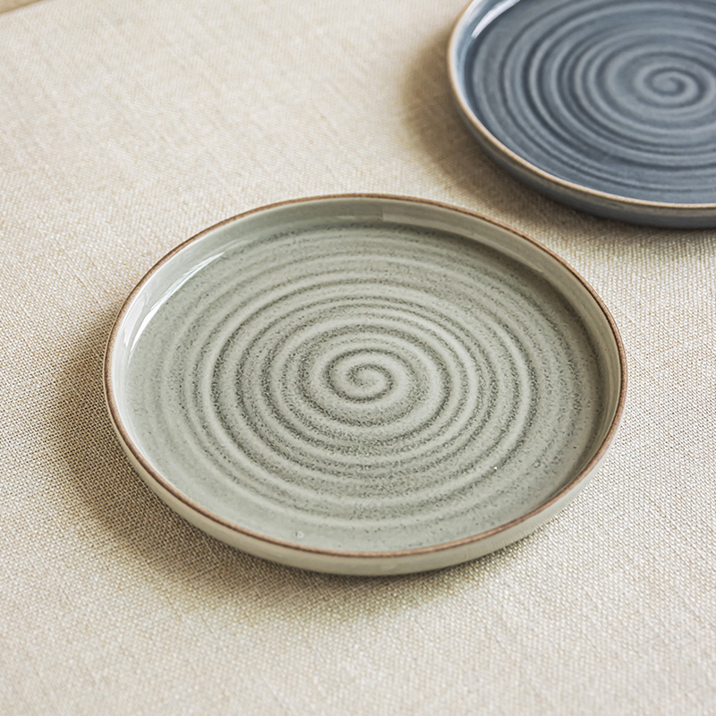 YEHOME复古螺纹陶瓷浅盘