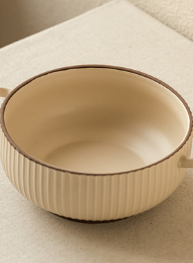 YE HOME  竖纹浮雕双耳碗~简约感不烫手大汤碗家用酸菜鱼碗汤面碗