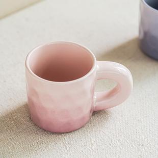 HOME 锤纹渐变陶瓷马克杯咖啡杯牛奶杯家用高颜值喝水杯早餐杯