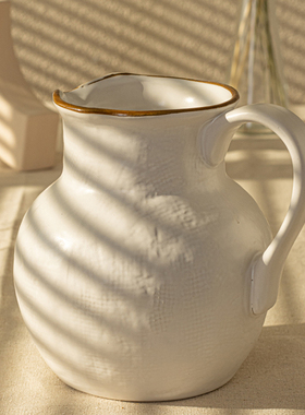 YE HOME北欧风纹理感花瓶花插纯色系凉水壶大容量客厅摆件 微瑕疵