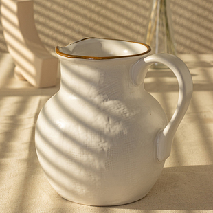 微瑕疵 HOME北欧风纹理感花瓶花插纯色系凉水壶大容量客厅摆件