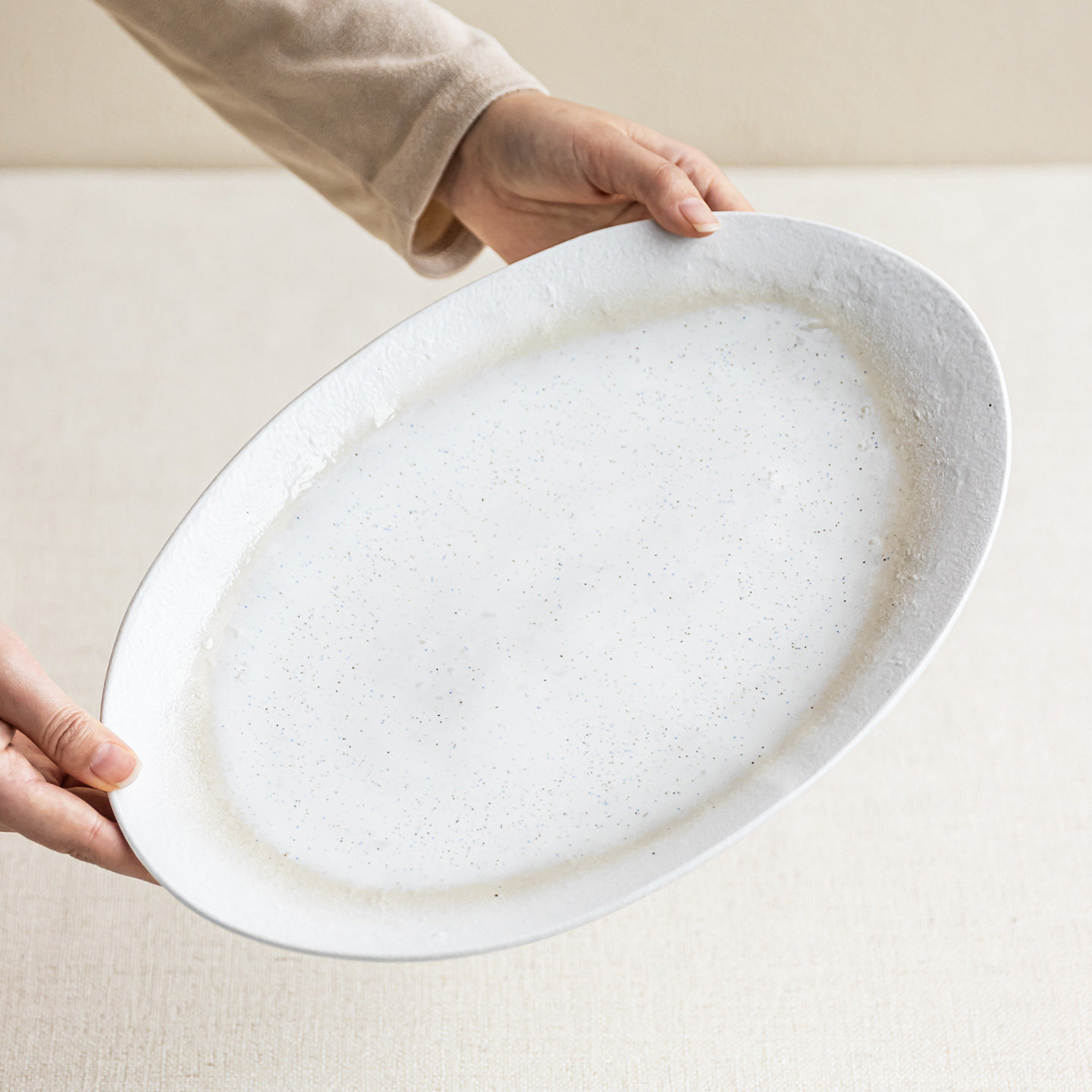 YE HOME 鱼盘家用蒸鱼盘子高级感陶瓷椭圆盘水果点心盘大盘子浅盘