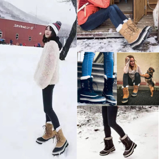 sorel 御寒 caribou 靴北极冰熊男女情侣户外登山防水滑雪猎鸭靴