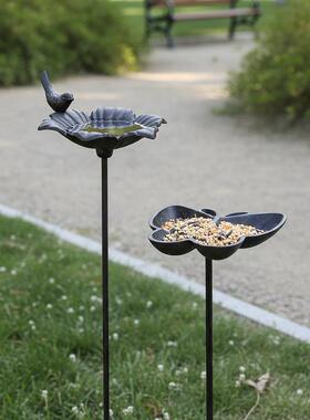 欧式复古铸铁铁艺喂鸟器鸟食盆花园装饰品摆件田园别墅庭院花插