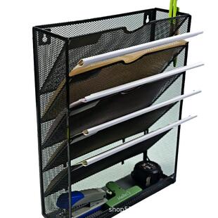 跨境金属网格五层A4文件架办公用品挂墙式铁艺栏文件收纳篮文件框