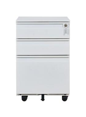 桌下移动文件柜带轮抽屉柜收纳柜钢制矮柜密码锁员工储物柜橙色边