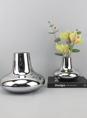 克罗拉轻奢创意电镀玻璃花器餐桌茶几样板间软装饰品客厅家居摆件