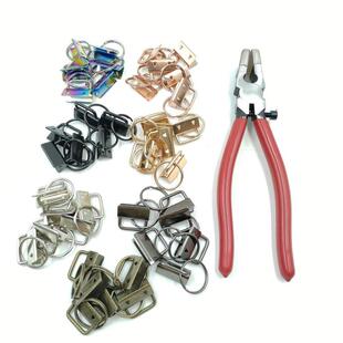 42件钥匙圈夹子金属织带尾夹扣吊夹绳夹箱包皮带五金绳连接马仔扣