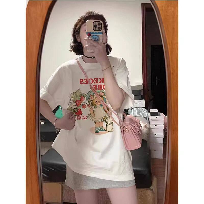 纯棉重磅白色短袖t恤女夏季2026新款宽松设计感休闲chic半袖上衣