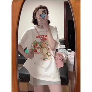 纯棉重磅白色短袖t恤女夏季2026新款宽松设计感休闲chic半袖上衣