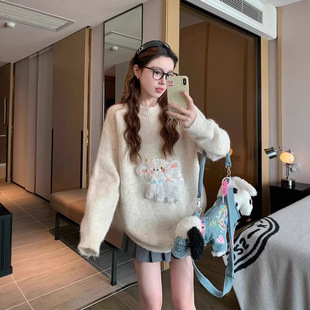 小羊套头毛衣女款2025新款冬小个子宽松加厚慵懒高级感打底针织衫