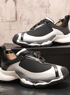 潮牌时尚男鞋子厚底增高网纱透气休闲运动鞋英伦风青年老爹跑步鞋