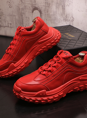 老爹鞋男秋季新款潮流百搭休闲运动鞋厚底男士防滑耐磨跑步男鞋子