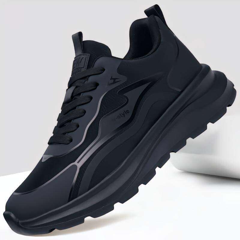 宏嫩男鞋2026春季新款黑色防水透气运动鞋高档百搭软底跑步休闲a1