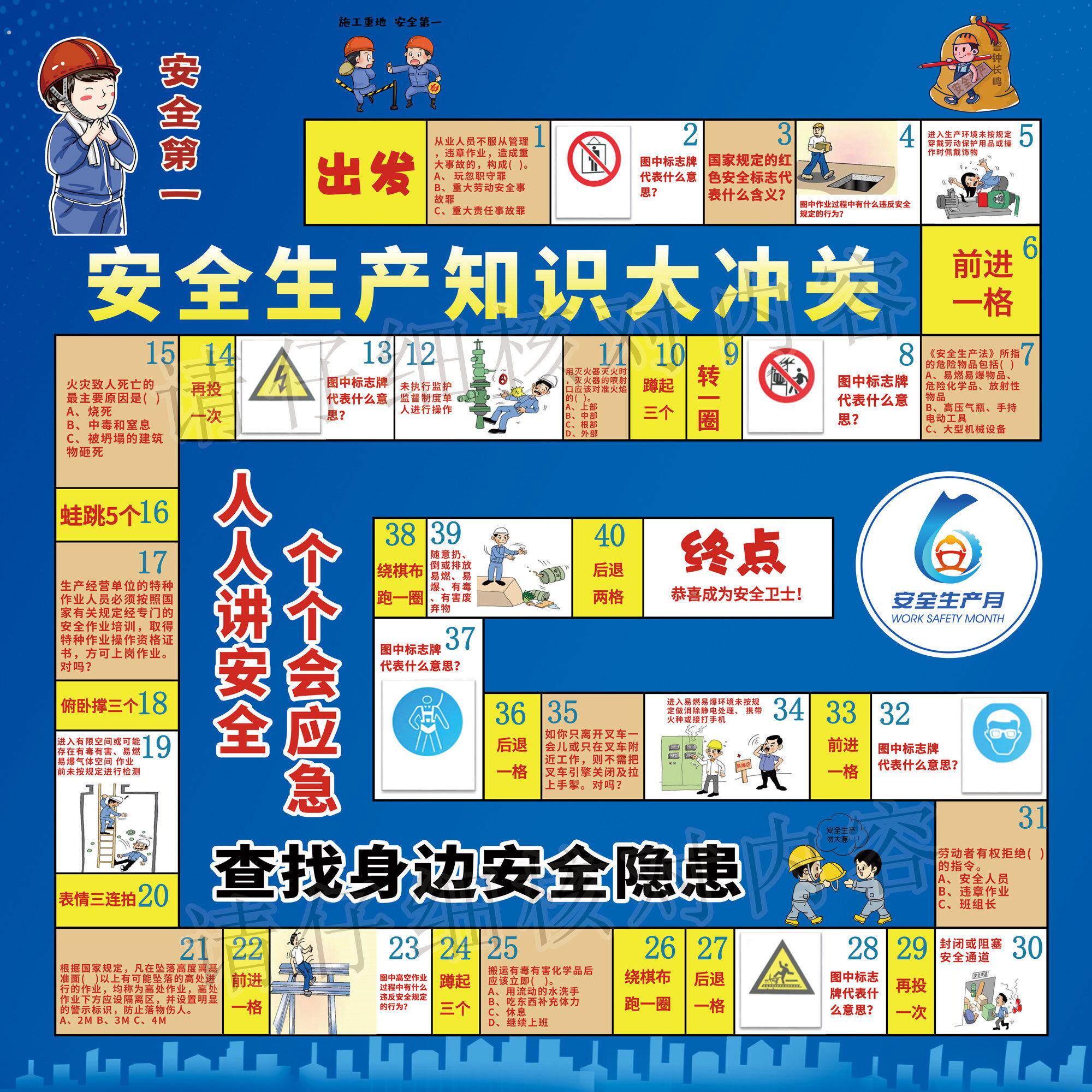 2025年安全生产宣传月飞行棋活动道具大型富翁游戏真人学校社工